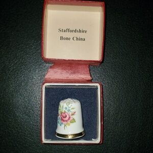 Vintage Thimble Sewing Staffordshire Sanford Fine Bone China Made In ENGLAND Sew